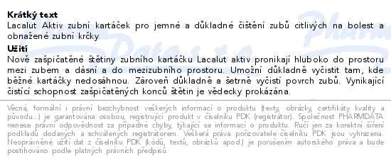 Lacalut Aktiv zubní kartáček měkký - popis