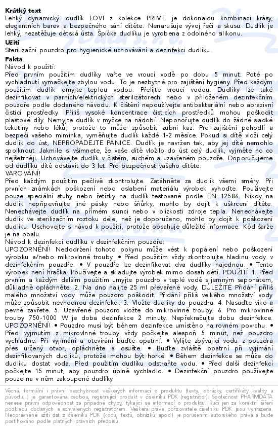 Lovi Dudlík silikonový dynamický PRIME 18m+ Baby Blue/Blue 2ks - popis