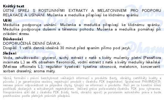 Pamex Melatonin spray 25ml - popis