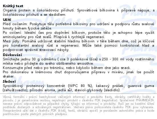 Organis Protein čokoláda 210g - popis