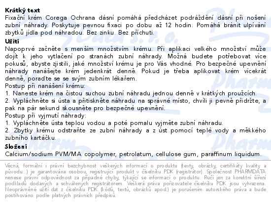 Corega Ochrana dásní fixační krém 40g - popis