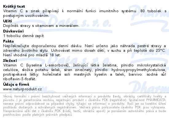 Additiva Vitamin C + zinek 80 tobolek - popis