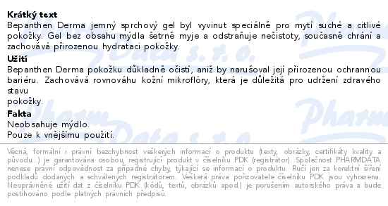 Bepanthen Derma jemný sprchový gel 200ml - popis
