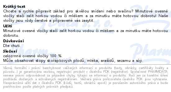 Mixit Minute Creamy Oats ovesné vločky 750g - popis