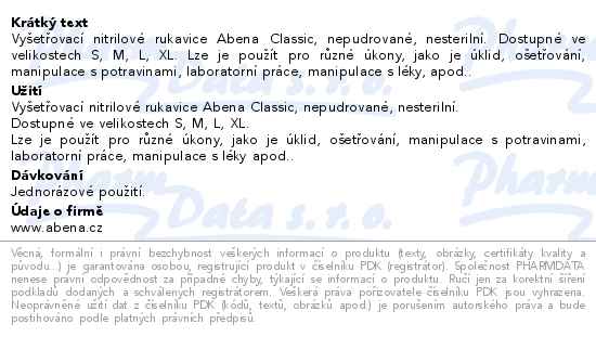 Abena Rukavice vyšetřovací Nitril Classic XL nepudrované modré 30ks - popis