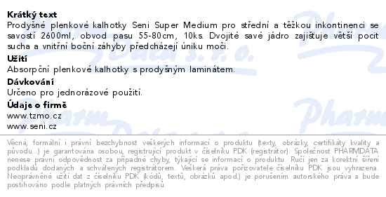 Seni Super Trio inkontinenční plenkové kalhotky s lepítky S 10ks - popis