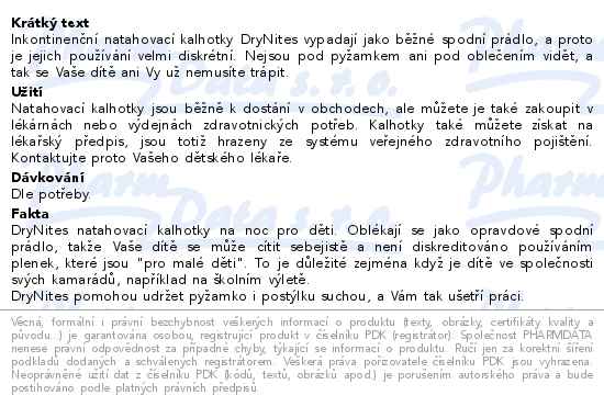 DryNites natahovací kalhotky na noc pro dívky 8-13 let / 30-48kg / 9ks - popis