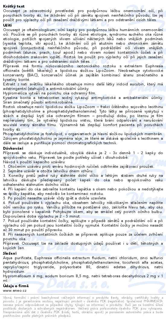 Occusept oční kapky 20ml ENEO - popis