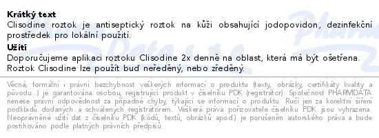 Clisodine Kožní antiseptický roztok 100ml - popis