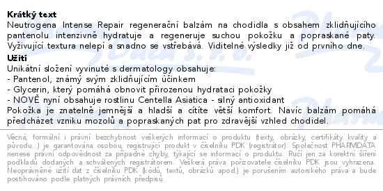 Neutrogena intenzivní regenerační balzám na chodidla 50ml - popis