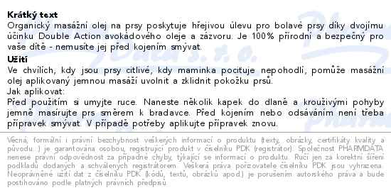Medela organický masážní olej na prsy 50ml - popis