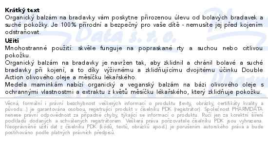 Medela organický balzám na bradavky 40g - popis