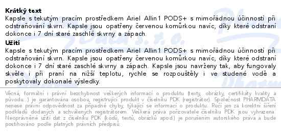 Ariel Plus Extra PODS+ kapsle na praní 60ks - popis