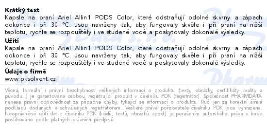 Ariel Color Allin1 gelové kapsle na praní 70ks - popis