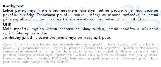 Weleda Baby Měsíčkový mycí krém a šampon 400ml - popis