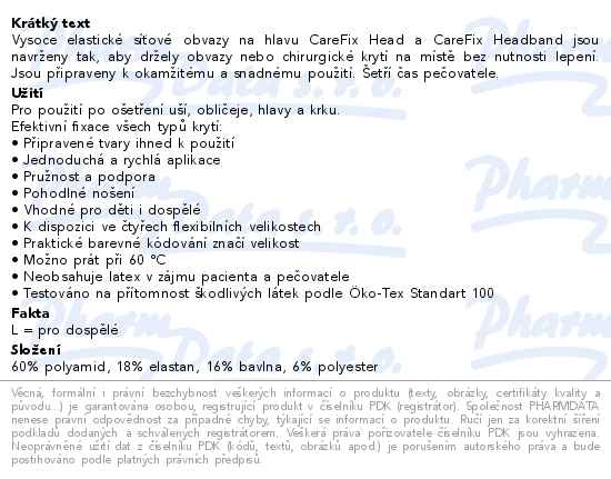 Carefix head elastický síťový obvaz vel.L 10ks - popis