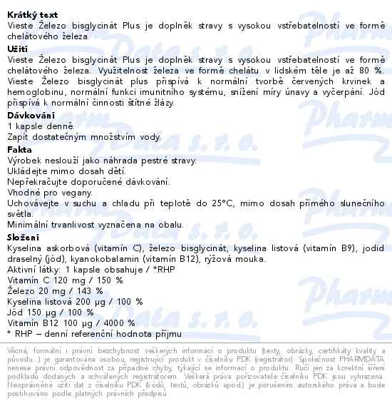 Vieste Železo bisglycinát Plus 90 kapslí - popis