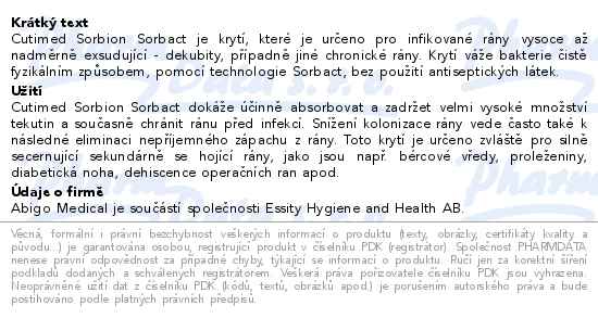 Cutimed Sorbion Sorbact superabsorpční krytí 10x10cm 10ks - popis