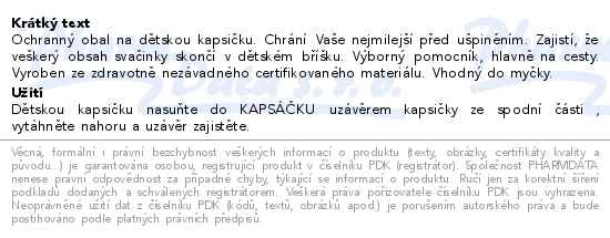 Kapsáček Ochranný obal na dětskou kapsičku barva béžová - popis