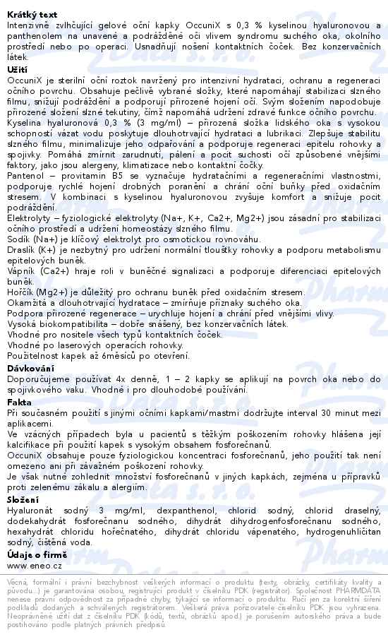 OccuniX oční kapky gelové 10ml Eneo - popis