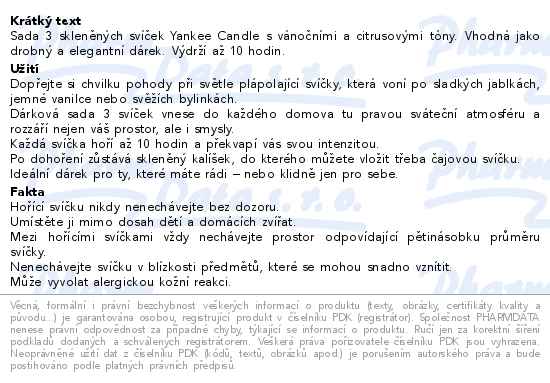 Yankee Candle dárková sada 3 vonných svíček - popis