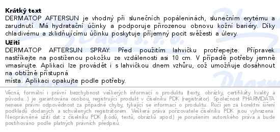 Dermatop aftersun spray 100ml - popis