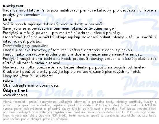 Bambo Nature Pants 8 navlékací dětské plenkové kalhotky 19+ kg 16ks - popis