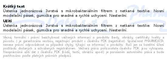 Ústenka chirurgická s gumičkami nesterilní 50ks Steriwund - popis