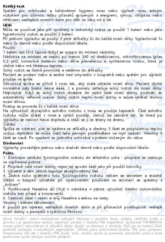 Nasaline Systém na výplach nosu 10ks - popis