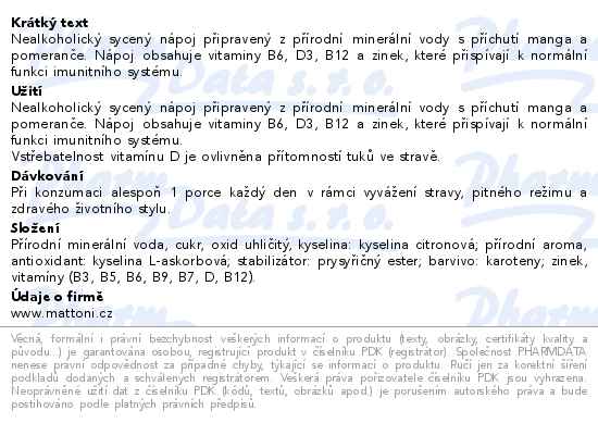 Mattoni Imuno mango pomeranč 0.7l - popis