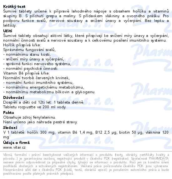 Maxi Vita Hořčík + vitaminy B6, B12 + biotin grep&malina 20 šumivých tablet - popis