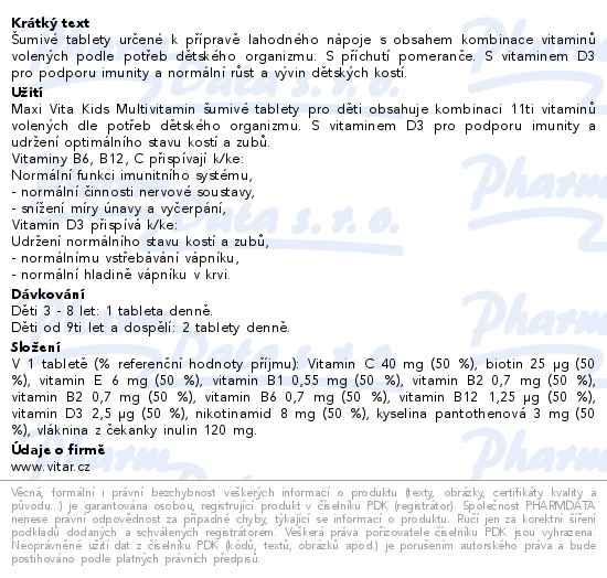 Maxi Vita Kids Multivitamin pomeranč 20 šumivých tablet - popis