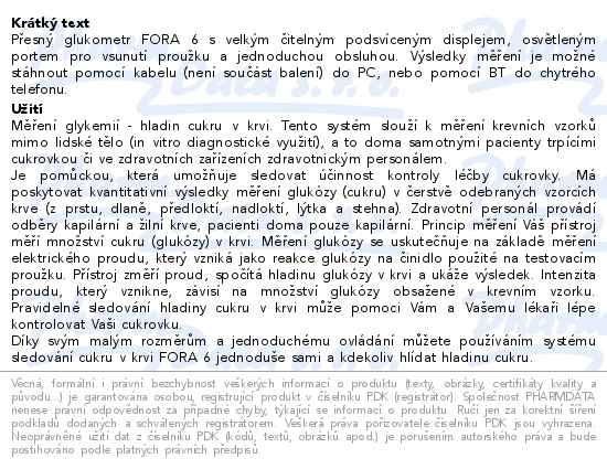 Fora 6 Duo Glukometr Multifunkční monitorovací systém - popis