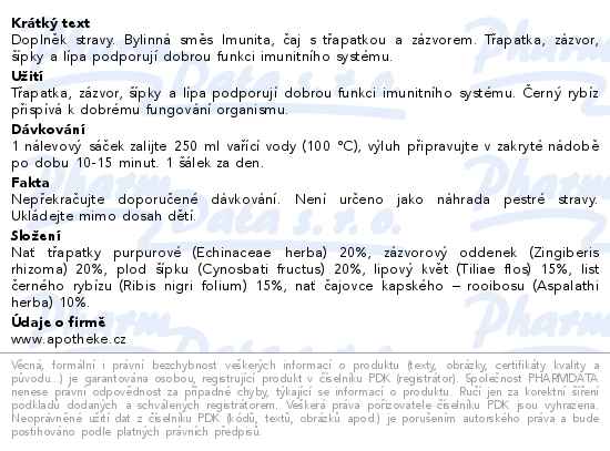 Apotheke Faf UK Imunita čaj 20x2g - popis