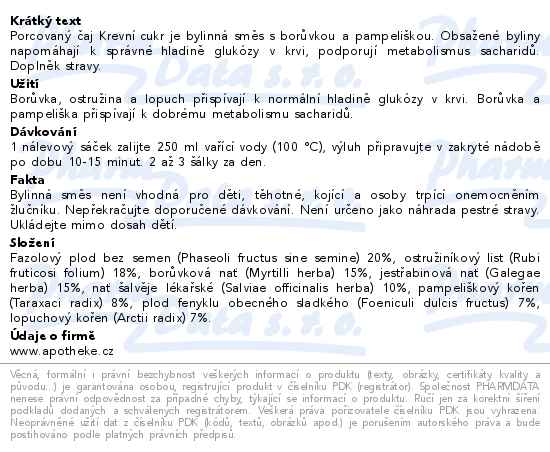 Apotheke Faf UK Krevní cukr čaj 20x2g - popis