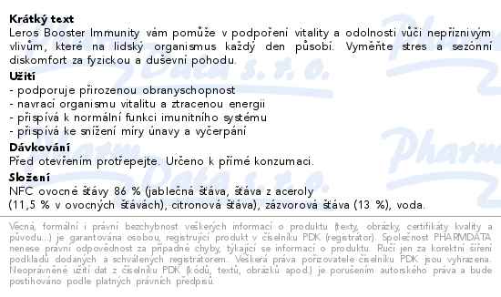 Leros Immunity Booster zázvor & acerola 100ml - popis