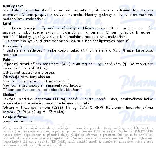 Di Chrom stolní sladidlo 600 tablet - popis