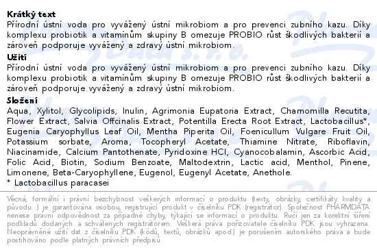 Herbadent Probio Probiotická ústní voda 240ml - popis