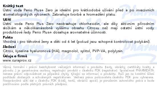 Curaprox Perio Plus+ Zero ústní voda 200ml - popis