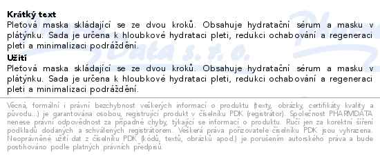 VT Reedle Shot 100 hydratační pleťová maska 1.5g+27g - popis
