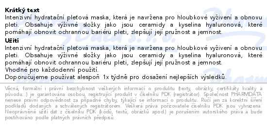 Biodance hydratační kolagenová pleťová maska 34g - popis