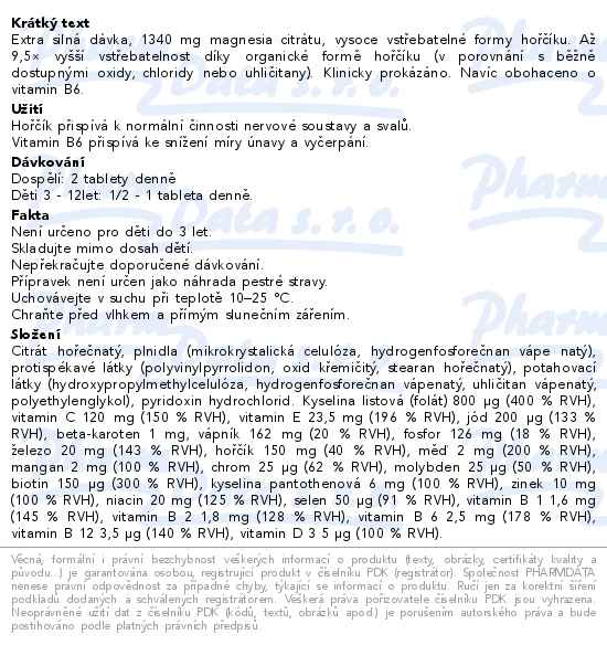GS Magnesium citrát 1340mg+B6 365 tablet XXL - popis