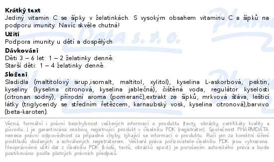 GS Céčko se šípky želatinky bez cukru 50ks - popis