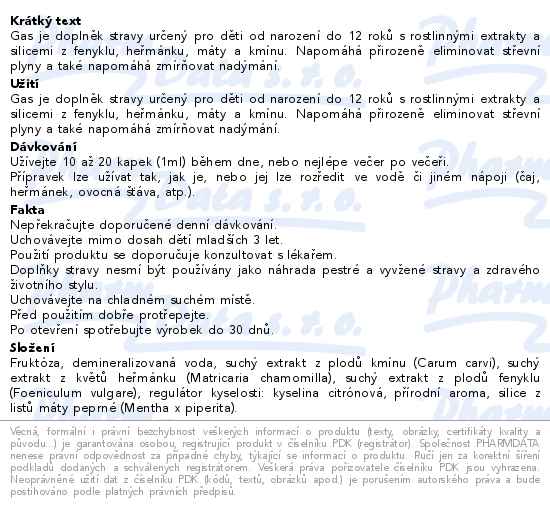 Gas 0R+ 30ml Pharmalife - popis