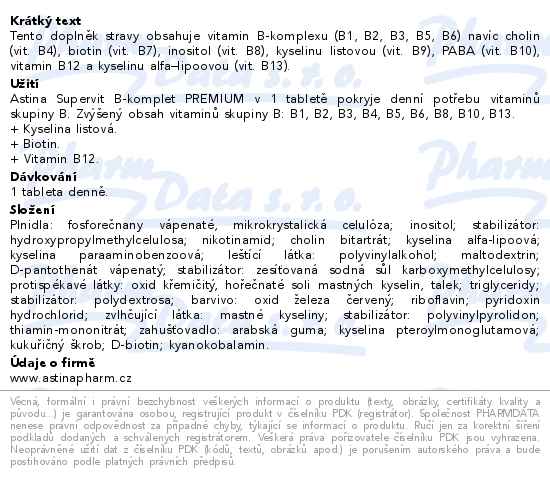 Astina Supervit B-komplet Premium 30 tablet - popis
