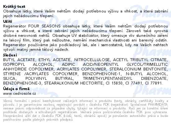 Four Seasons regenerátor nehtů 12ml - popis