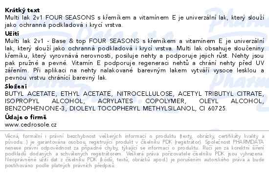 Four Seasons multi lak 2v1 s křemíkem a vitaminem E 12ml - popis