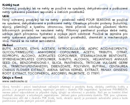 Four Seasons posilovač nehtů 12ml - popis