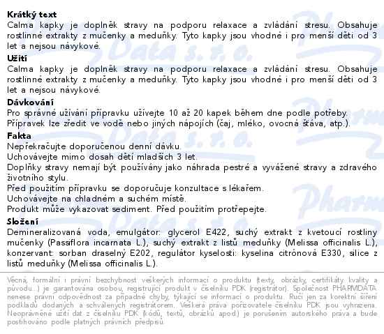 Calma 30ml Pharmalife - popis