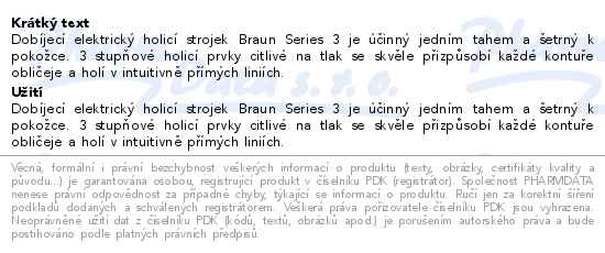 Braun Series 3 300s holicí strojek - popis